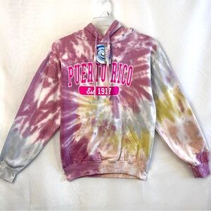 NWT Puerto Rico Tie Dye Fleece Woman’s Oversize Hoodie Sweatshirt/ Small